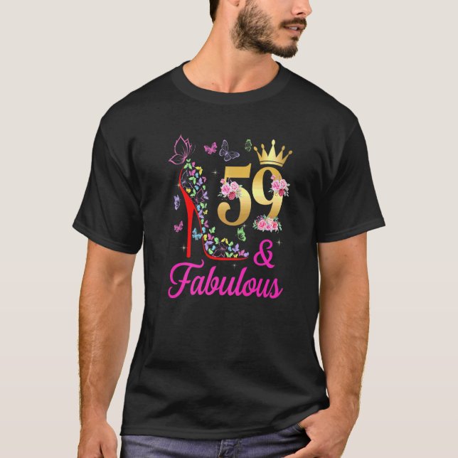 Camiseta 59 e Fabuloso 59 anos 59 dias de idade Borboletas  (Frente)