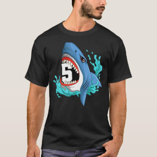 Camiseta 5 Animais de Aniversário de Tubarão Celebrado do F