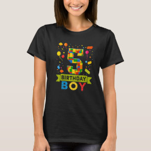 Camiseta 5 Aniversário De 5 Anos De Idade Crianças De Bloco