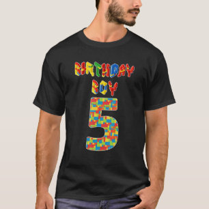 Camiseta 5 Aniversário De 5 Anos De Idade Crianças De Bloco
