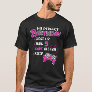 Camiseta 5 Aniversário De 5 Anos De Idade Gamer Rapariga Pe