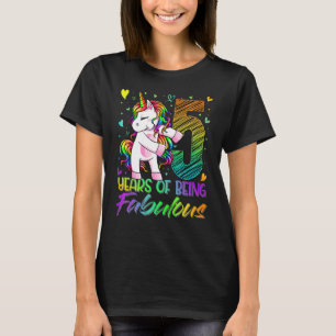 Camiseta 5 Aniversário De 5 Anos Menina Flageando Unicórnio