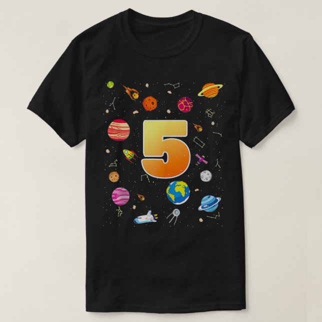 Camiseta 5 Aniversário Espaço Com Mais De 5 Anos (Frente do Design)