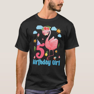 Camiseta 5 Aniversário Raparigas Flamingo, 5 Anos, Tropicai
