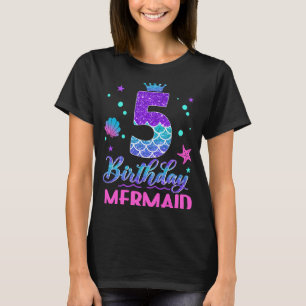 Camiseta 5 Aniversário Sereia de 5 anos Sereia de 5 anos