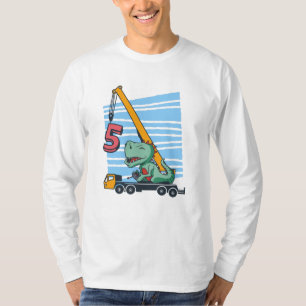 Camiseta 5 anos 5 Birthday Mobile Crane Dinosaur