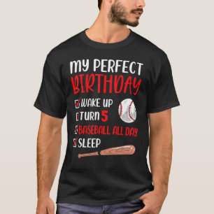 Camiseta 5 Anos De Festa de aniversário De 5 De Baseball De