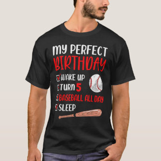 Camiseta 5 Anos De Festa de aniversário De 5 De Baseball De
