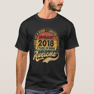 Camiseta 5 anos de idade incrível desde janeiro de 2018 5 a