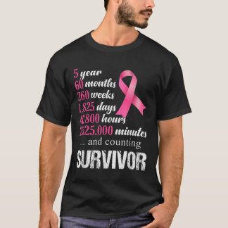 Camiseta 5 anos Sobrevivência Cancer Mama Sensibilização Ro