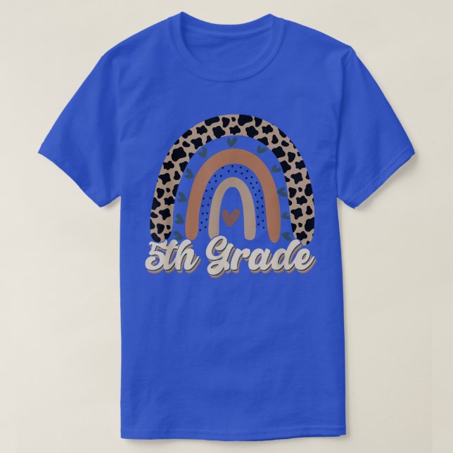 Camiseta 5-arco-íris-leopardo, Volta à Camisa-T da Escola (Frente do Design)
