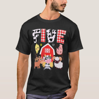 Camiseta 5 Birthday, 5 Anos, Fazenda, Tema Animais Nascidos