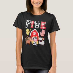 Camiseta 5 Birthday, 5 Anos, Fazenda, Tema Animais Nascidos