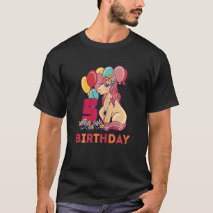 Camiseta 5 Birthday 5 Unicorn Birthday Girls Crianças de An