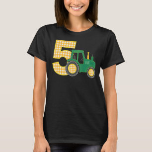 Camiseta 5 Birthday Boy 5 Anos de Idade Par de Trator de Ca
