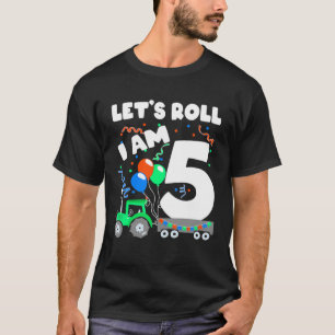Camiseta 5 Birthday Boy 5 Anos de Idade Par de Trator de Ca