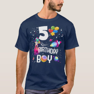 Camiseta 5 Birthday Boy Astronauta Space Rocke, 5 Anos