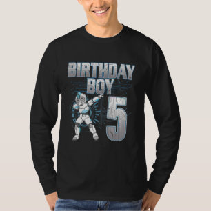 Camiseta 5 Birthday Boy Dabbing Robot 5 Anos