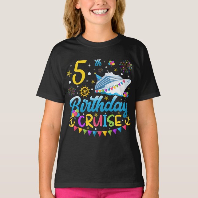 Camiseta 5 Birthday Cruise B-Day Party Girl (Frente)