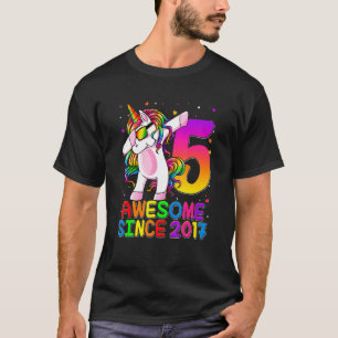Camiseta 5 Birthday Cute Unicorn Incrível Desde 2017 Rapari