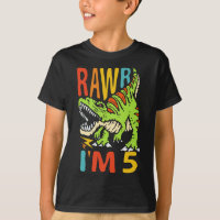 5 Birthday Dinossaur T Rex Rawr Eu sou 5 para Meni