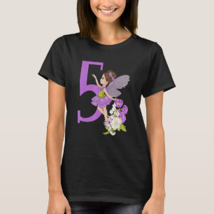 Camiseta 5 Birthday Fairy Girld Floral Faerie Fairies Fai