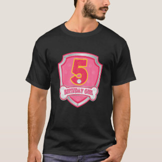 Camiseta 5 Birthday Girl 5 Anos, Festa de Cães Patrulha Bo