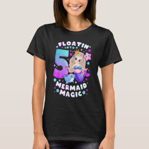 Camiseta 5 Birthday Girl, 5 Anos, Sereia, Número 5