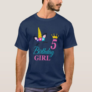 Camiseta 5 Birthday Girl Unicorn