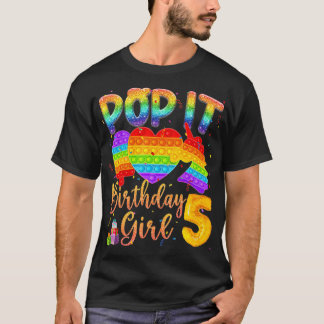 Camiseta 5 Birthday Girl Unicorn Pop It 5 Anos Antiga