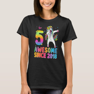 Camiseta 5 Birthday Girls Adolescentes Dabbing Unicorn 5 An