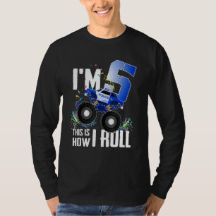 Camiseta 5 Birthday Kids, sou 5 Monstros da Polícia Carro-C