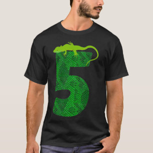 Camiseta 5 Birthday Lizard 5 Partido Tema Réptil Cinco Anos