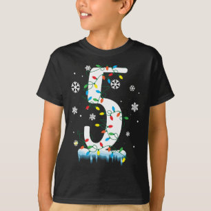 Camiseta 5 Birthday Natal Floco de Neve 5 Anos Crianças