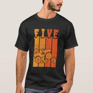 Camiseta 5 Birthday Retro Pumpkin Monster Truck Halloween