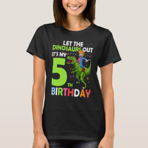 Camiseta 5 Birthday Rex Circus Palhaço Deixem Os Dinossauro