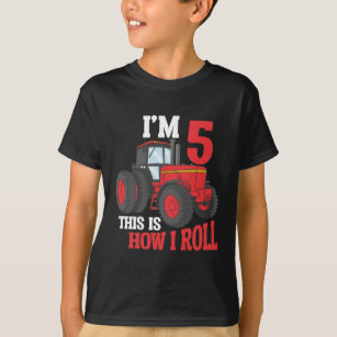 Camiseta 5 Birthday Trator Amando Criança de 5 Anos