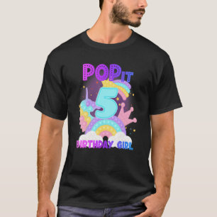 Camiseta 5 Birthday Unicorn Fidget Pop It Birthday Girl K