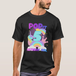 Camiseta 5 Birthday Unicorn Fidget Pop It Birthday Girl K