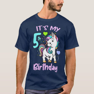 Camiseta 5 Birthday Unicorn Kids Dons Para Meninas