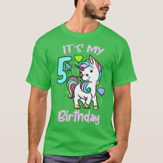 Camiseta 5 Birthday Unicorn Kids Dons Para Meninas