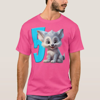 Camiseta 5 Birthday Wolf Birthday Boy Party Wolf Cinco