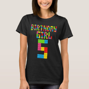Camiseta 5 Bonito Aniversário De 5 Anos Raparigas De Blocos