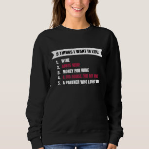 Camiseta 5 Coisas Que Quero Na Lista De Vinhos Da Vida