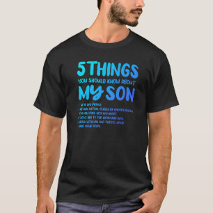 Camiseta 5 Coisas Que Você Deve Saber Sobre Meu Filho Orgul