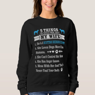 Camiseta 5 Coisas Sobre Minha Esposa, Escocesa Deerhound Lo