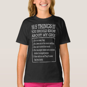 Camiseta 5 coisas sobre o meu gigi Presente de aniversár