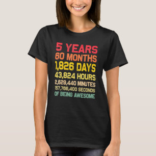 Camiseta 5 Contagem De Aniversário Para Meninas De 5 Anos