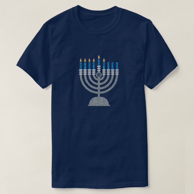 Camiseta 5 da Noite de Hanukkah Glitter (Frente do Design)