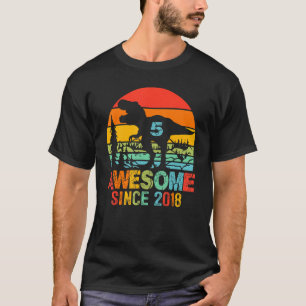 Camiseta 5 de Aniversário de 5 Anos Dinossauro Incrível Des